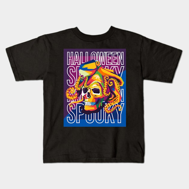 scary skull Kids T-Shirt by cool pop art house